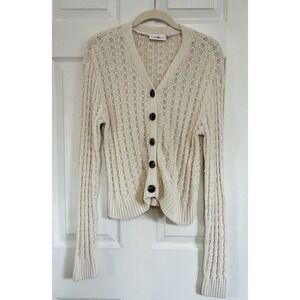 Sugar & Jade Girls XL Cream Cable Knit Cardigan Button Front Cottagecore Cozy